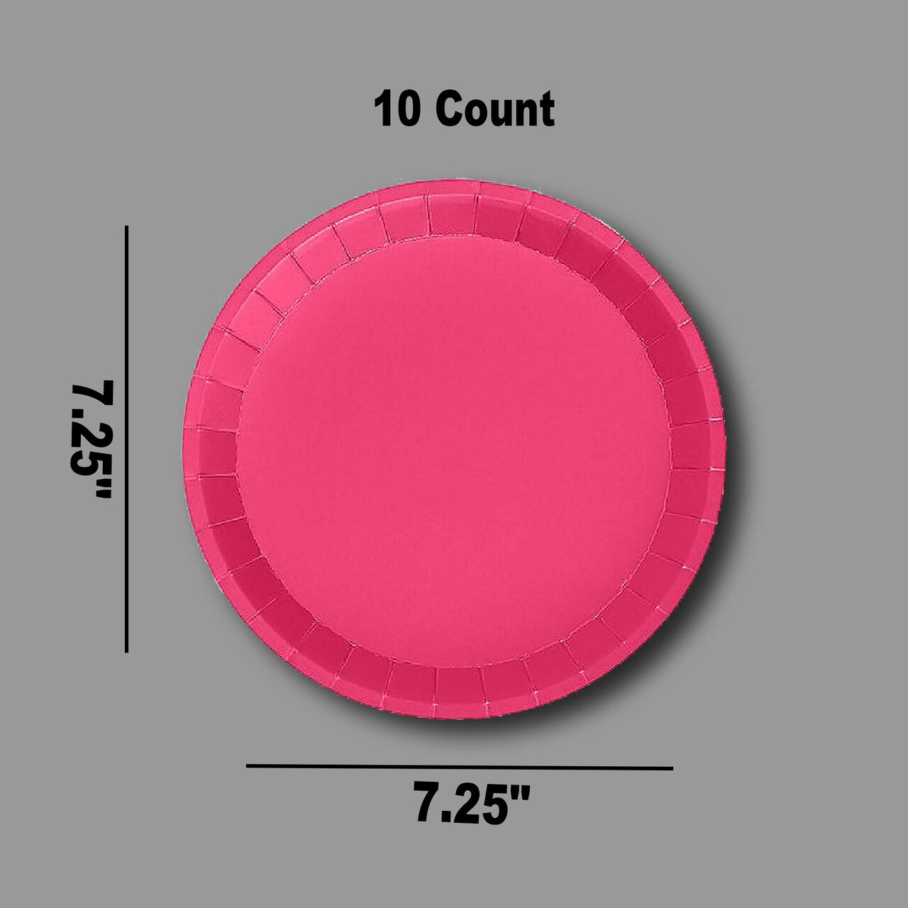 10 Count Hot Pink Small Disposable Paper Dessert Plates for Party 7.25 Inch
